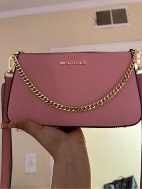 Michael Kors Rose Pink Chain-Trim Crossbody Bag